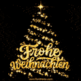 Frohe Weihnachten! Schöner goldener Weihnachtsbaum.
