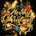 A dazzling  GIF features a golden wreath on a black background with a captivating glitter effect