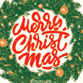 Animated Snow & Christmas Wreath Merry Christmas Card