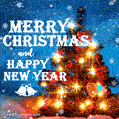 Absolutely Amazing Merry Christmas  GIF. Christmas Tree, Sparkles, Animated Snow.