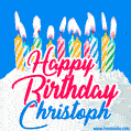 Happy Birthday GIF for Christoph with Birthday Cake and Lit Candles