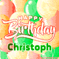 Happy Birthday Image for Christoph. Colorful Birthday Balloons GIF Animation.