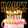 Christopher - Animated Happy Birthday Cake GIF for WhatsApp
