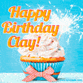 Happy Birthday, Clay! Elegant cupcake with a sparkler.
