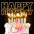 Cliff - Animated Happy Birthday Cake GIF for WhatsApp