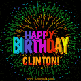 New Bursting with Colors Happy Birthday Clinton GIF and Video with Music