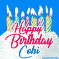 Happy Birthday GIF for Cobi with Birthday Cake and Lit Candles