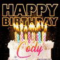 Cody - Animated Happy Birthday Cake GIF for WhatsApp