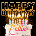 Collin - Animated Happy Birthday Cake GIF for WhatsApp