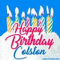 Happy Birthday GIF for Colston with Birthday Cake and Lit Candles
