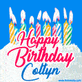 Happy Birthday GIF for Coltyn with Birthday Cake and Lit Candles