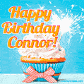 Happy Birthday, Connor! Elegant cupcake with a sparkler.