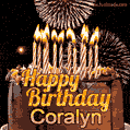 Chocolate Happy Birthday Cake for Coralyn (GIF)