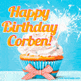 Happy Birthday, Corben! Elegant cupcake with a sparkler.