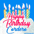 Happy Birthday GIF for Cordero with Birthday Cake and Lit Candles