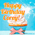 Happy Birthday, Corey! Elegant cupcake with a sparkler.