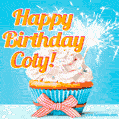Happy Birthday, Coty! Elegant cupcake with a sparkler.