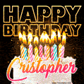 Cristopher - Animated Happy Birthday Cake GIF for WhatsApp