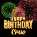 Wishing You A Happy Birthday, Crue! Best fireworks GIF animated greeting card.