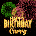 Wishing You A Happy Birthday, Curry! Best fireworks GIF animated greeting card.