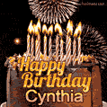 Chocolate Happy Birthday Cake for Cynthia (GIF)
