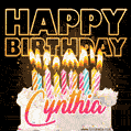 Cynthia - Animated Happy Birthday Cake GIF Image for WhatsApp