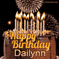 Chocolate Happy Birthday Cake for Dailynn (GIF)