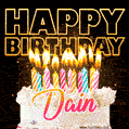 Dain - Animated Happy Birthday Cake GIF for WhatsApp