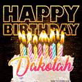 Dakotah - Animated Happy Birthday Cake GIF for WhatsApp