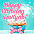 Happy Birthday Daliyah! Elegang Sparkling Cupcake GIF Image.