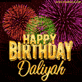 Wishing You A Happy Birthday, Daliyah! Best fireworks GIF animated greeting card.
