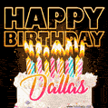 Dallas - Animated Happy Birthday Cake GIF for WhatsApp