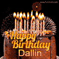 Chocolate Happy Birthday Cake for Dallin (GIF)
