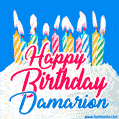 Happy Birthday GIF for Damarion with Birthday Cake and Lit Candles