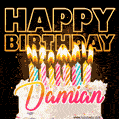 Damian - Animated Happy Birthday Cake GIF for WhatsApp