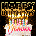 Damion - Animated Happy Birthday Cake GIF for WhatsApp