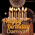 Chocolate Happy Birthday Cake for Damiyah (GIF)