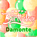 Happy Birthday Image for Damonte. Colorful Birthday Balloons GIF Animation.
