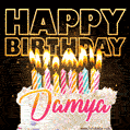 Damya - Animated Happy Birthday Cake GIF Image for WhatsApp