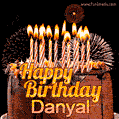 Chocolate Happy Birthday Cake for Danyal (GIF)