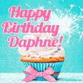 Happy Birthday Daphne! Elegang Sparkling Cupcake GIF Image.