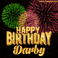 Wishing You A Happy Birthday, Darby! Best fireworks GIF animated greeting card.