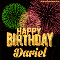 Wishing You A Happy Birthday, Dariel! Best fireworks GIF animated greeting card.