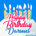 Happy Birthday GIF for Darious with Birthday Cake and Lit Candles