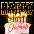 Darrell - Animated Happy Birthday Cake GIF for WhatsApp
