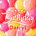 Happy Birthday Darryl - Colorful Animated Floating Balloons Birthday Card