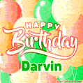Happy Birthday Image for Darvin. Colorful Birthday Balloons GIF Animation.