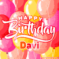 Happy Birthday Davi - Colorful Animated Floating Balloons Birthday Card