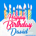 Happy Birthday GIF for David with Birthday Cake and Lit Candles