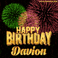 Wishing You A Happy Birthday, Davion! Best fireworks GIF animated greeting card.